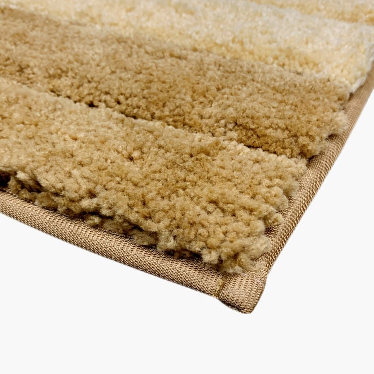 LUXE HOME INTERNATIONAL Microfibre Striped Anti-Slip Bath Mat - 60x40cm