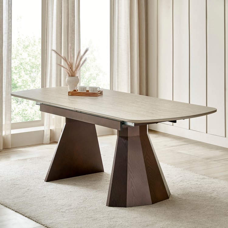 Iris Sintered Stone Top 6-8 Seater Extendable Dining Table - Beige