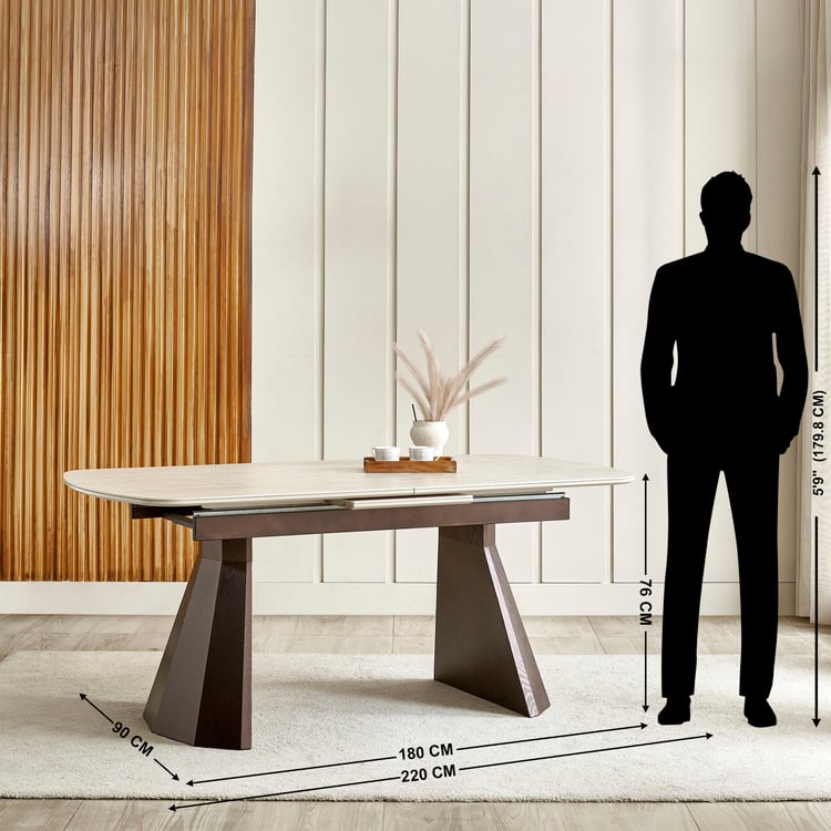 Iris Sintered Stone Top 6-8 Seater Extendable Dining Table - Beige