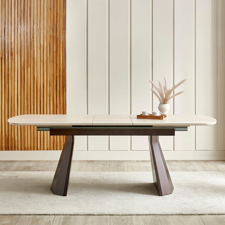 Iris Sintered Stone Top 6-8 Seater Extendable Dining Table - Beige