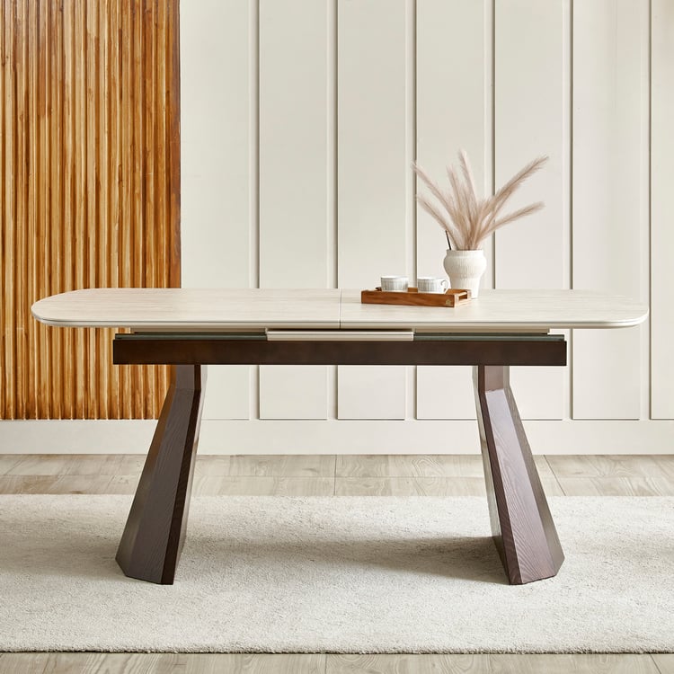 Iris Sintered Stone Top 6-8 Seater Extendable Dining Table - Beige
