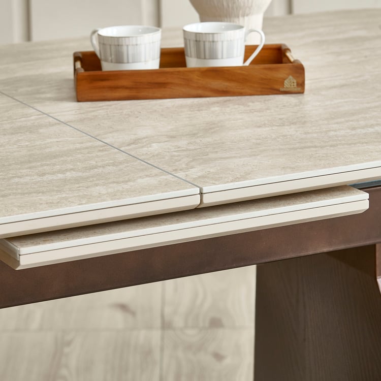 Iris Sintered Stone Top 6-8 Seater Extendable Dining Table - Beige