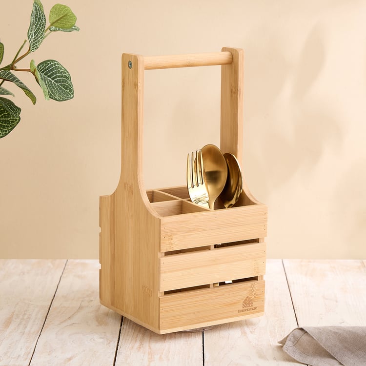 Nesta Eartha Bamboo Lazy Susan Cutlery Holder