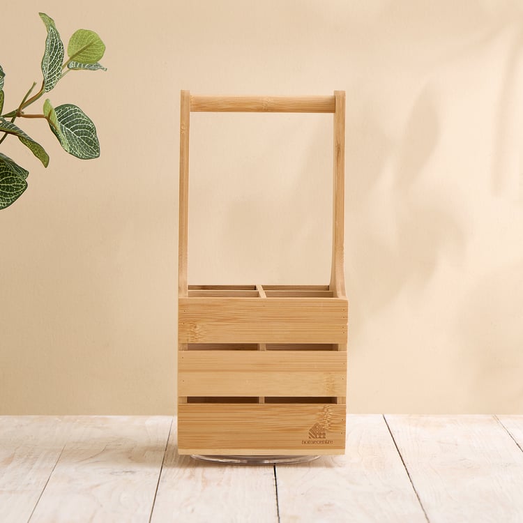 Nesta Eartha Bamboo Lazy Susan Cutlery Holder
