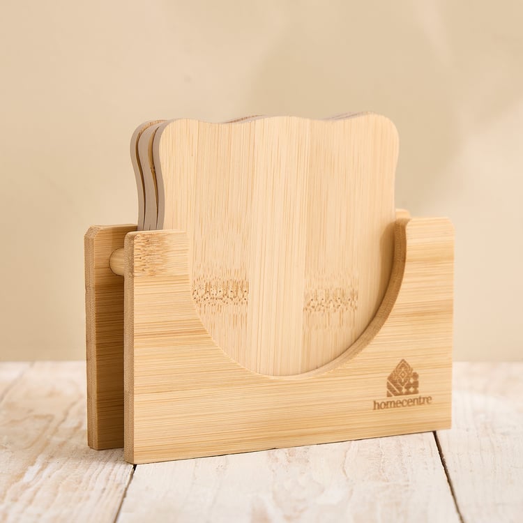 Nesta Eartha Set of 4 Bamboo Coasters with Holder