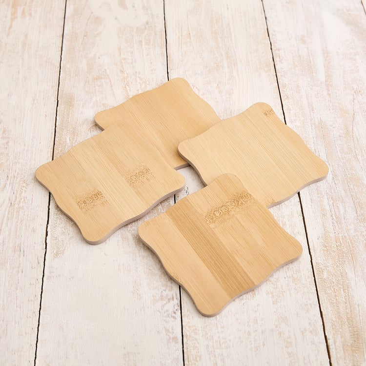 Nesta Eartha Set of 4 Bamboo Coasters with Holder