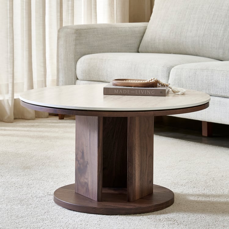 Helios Kelly Sintered Stone Top Coffee Table - Walnut