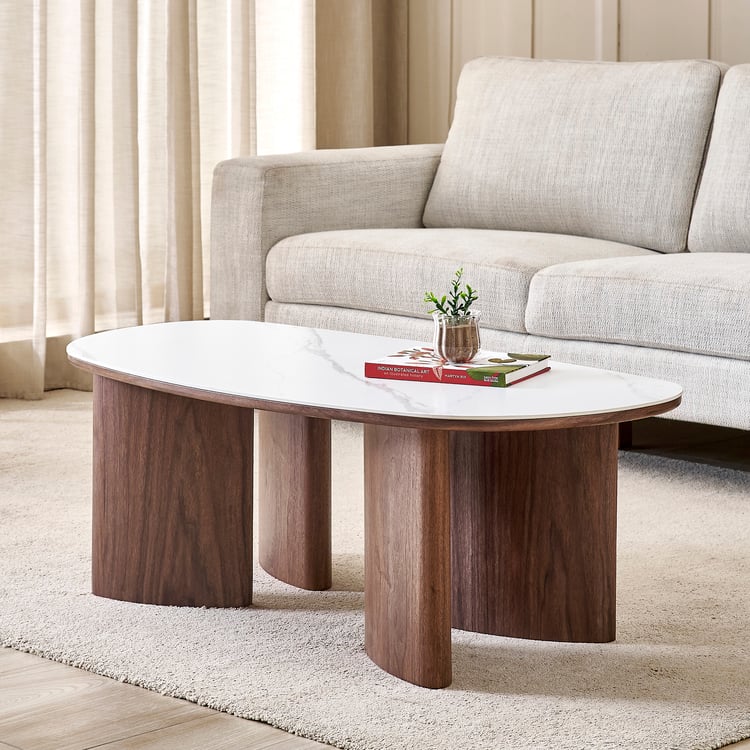 Jenna Ceramic Top Coffee Table - White