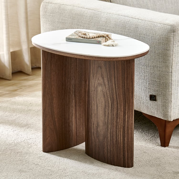 Jenna Ceramic Top End Table - White