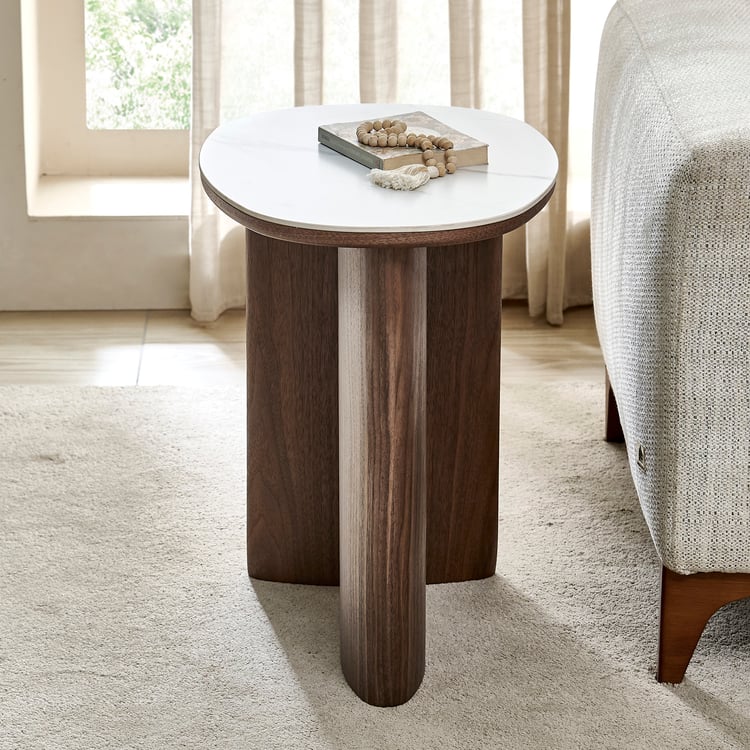 Jenna Ceramic Top End Table - White