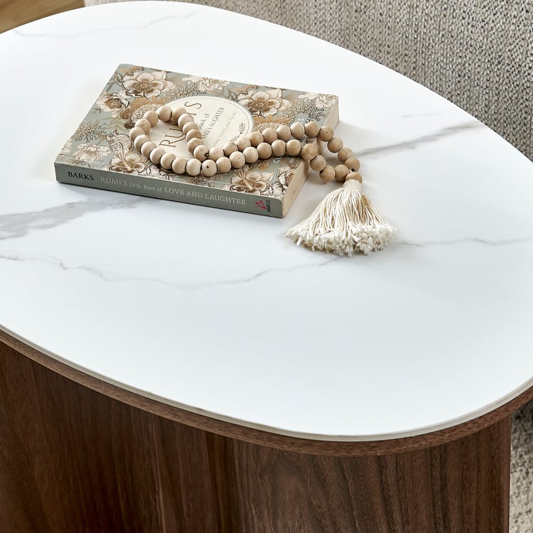 Jenna Ceramic Top End Table - White