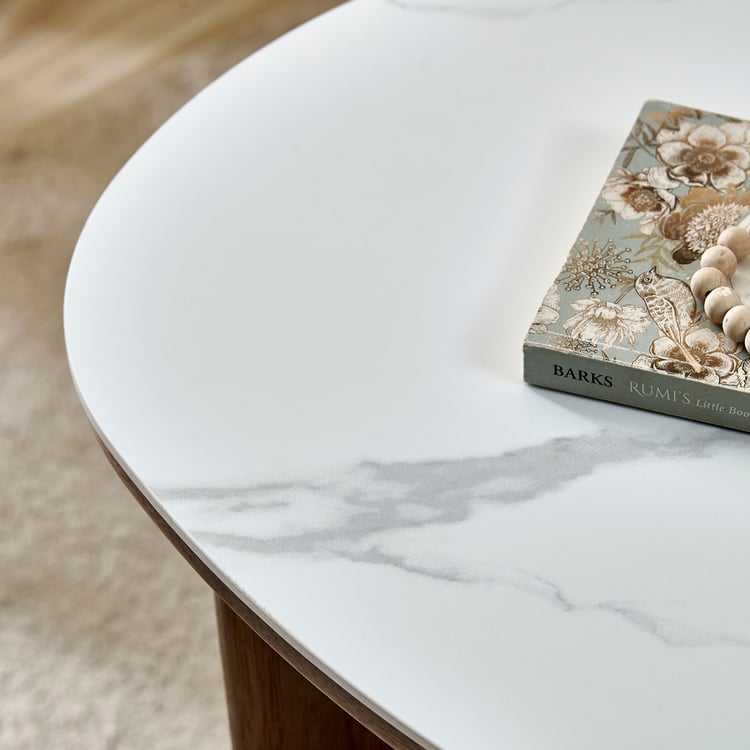 Jenna Ceramic Top End Table - White