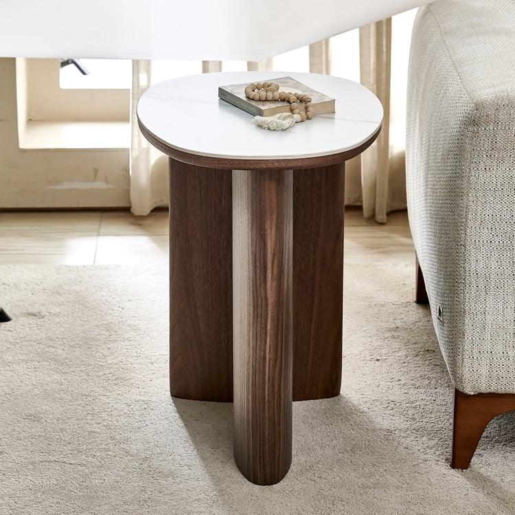 Jenna Ceramic Top End Table - White