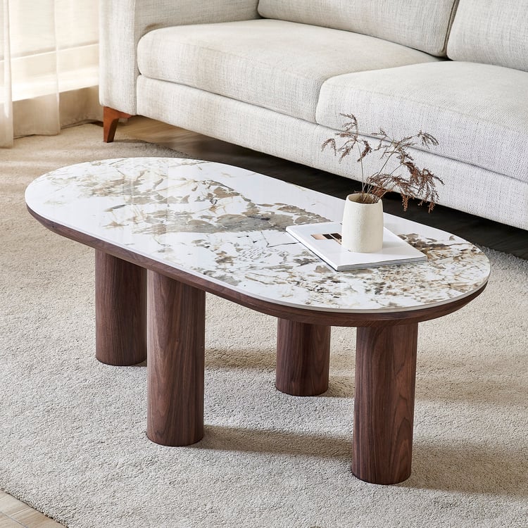 Jacy Ceramic Top Coffee Table - White