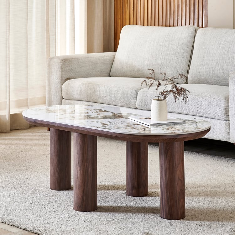 Jacy Ceramic Top Coffee Table - White