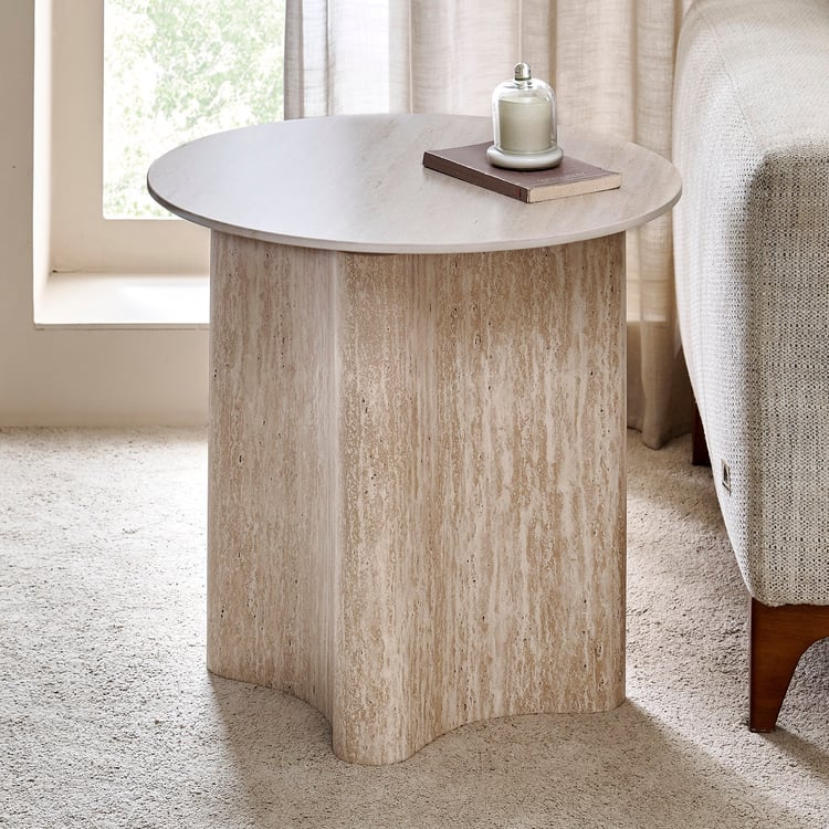 Shelby Ceramic Top End Table - Beige