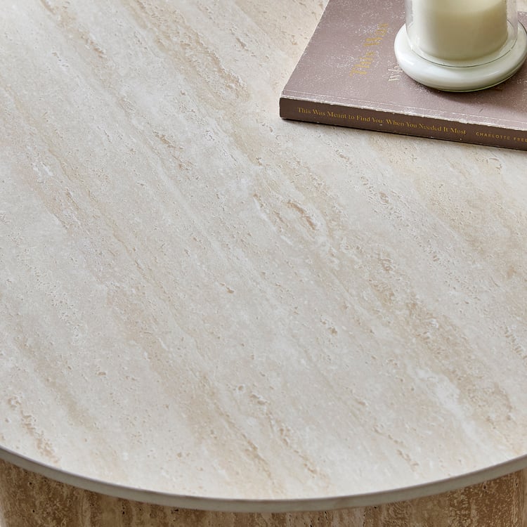 Shelby Ceramic Top End Table - Beige