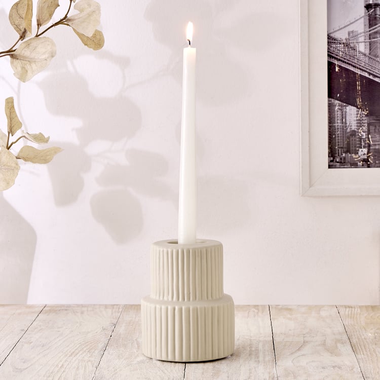 Nesta Eden Ceramic Ribbed Taper Candle Holder