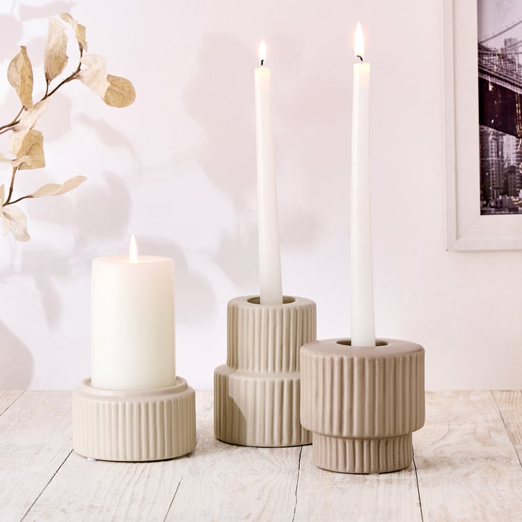 Nesta Eden Ceramic Ribbed Taper Candle Holder