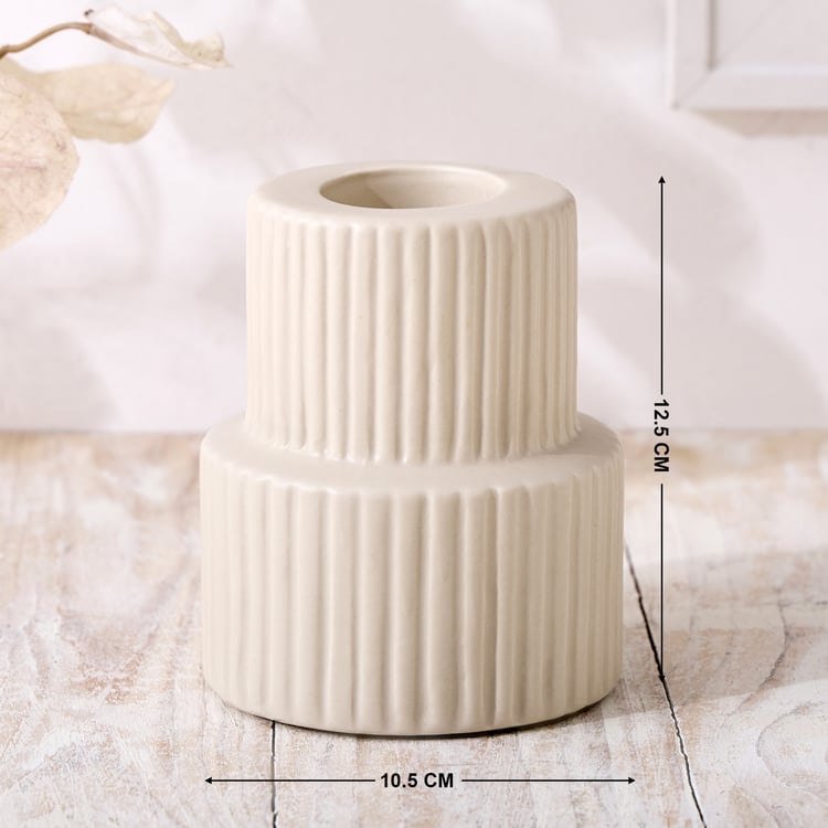 Nesta Eden Ceramic Ribbed Taper Candle Holder