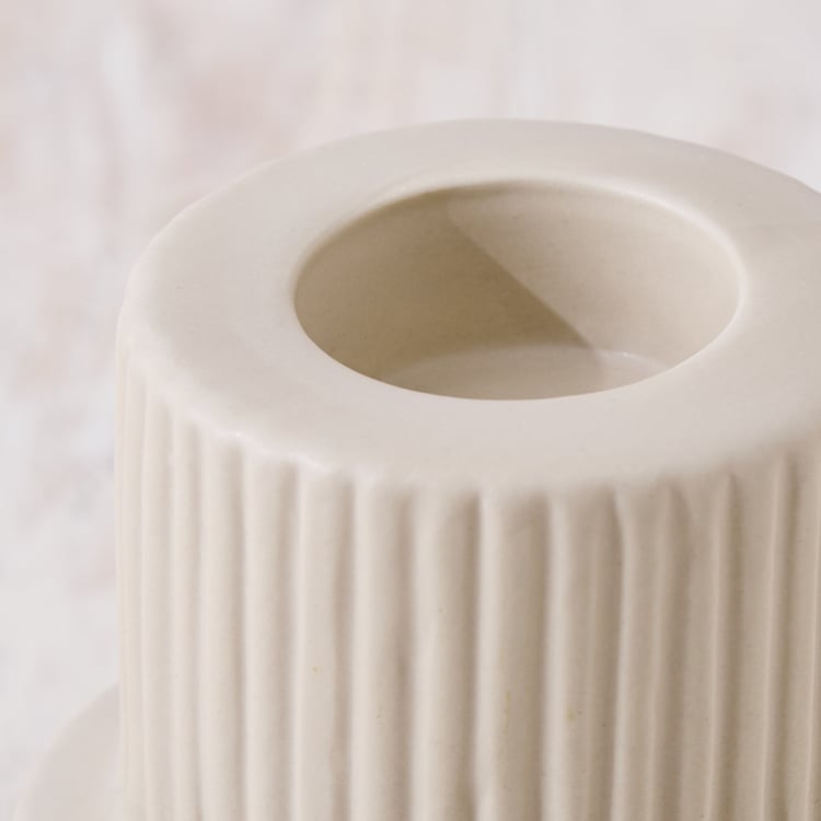 Nesta Eden Ceramic Ribbed Taper Candle Holder