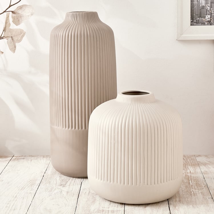 Nesta Eden Ceramic Ribbed Vase - Small