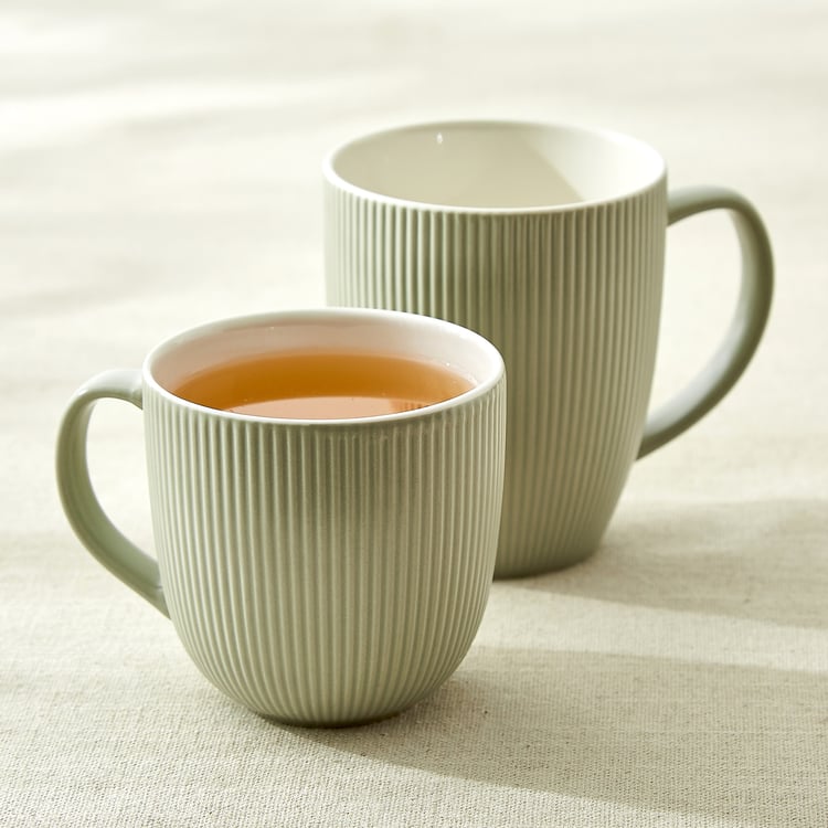 Calyx Bone China Ribbed Coffee Mug - 410ml