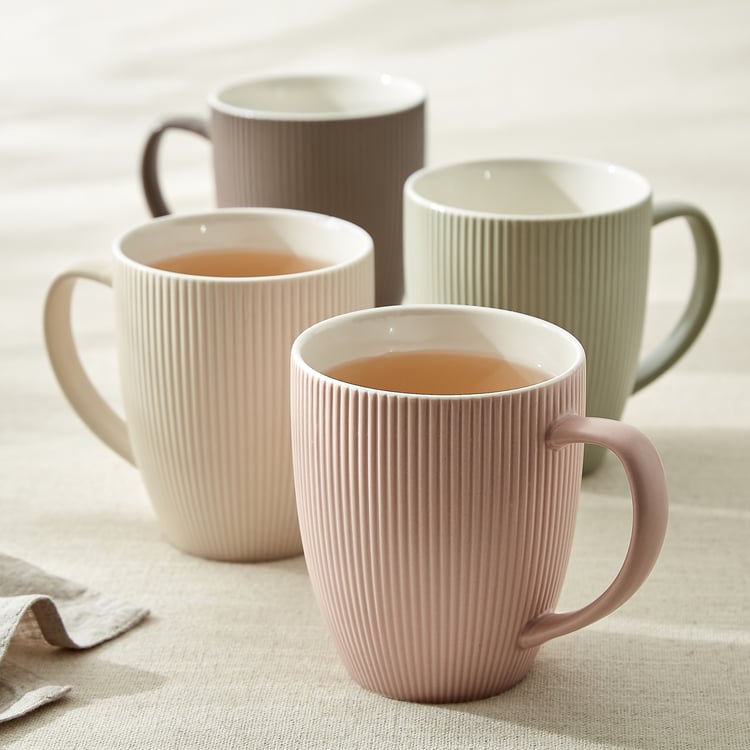 Calyx Bone China Ribbed Coffee Mug - 410ml