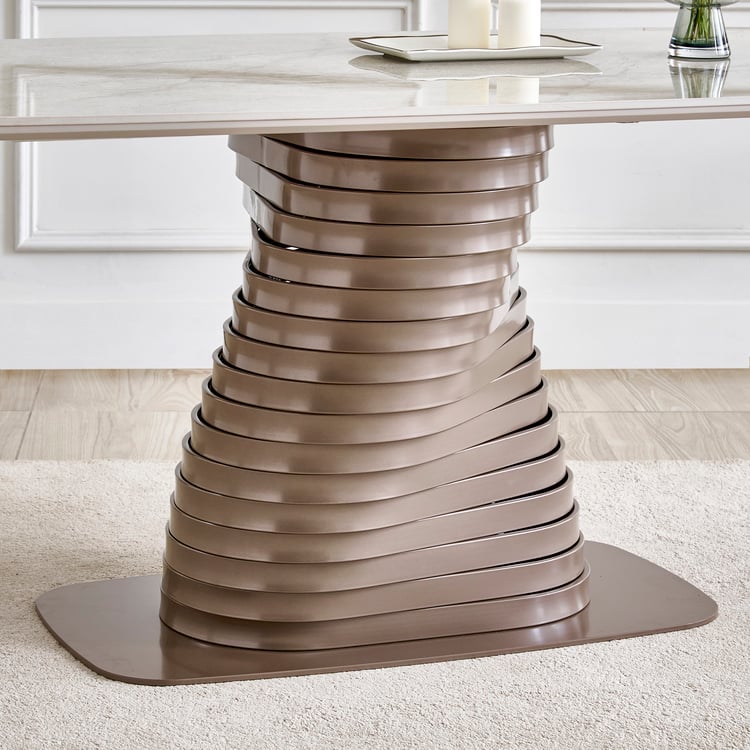 Swirl Sintered Stone Top 6-Seater Dining Table - Beige
