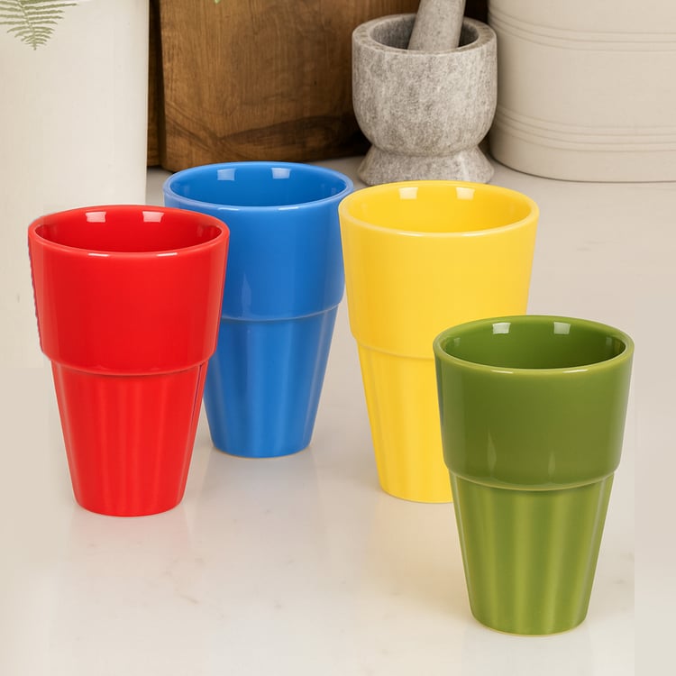 HOMESAKE Set of 4 Ceramic Cutting Chai Cups - 120ml