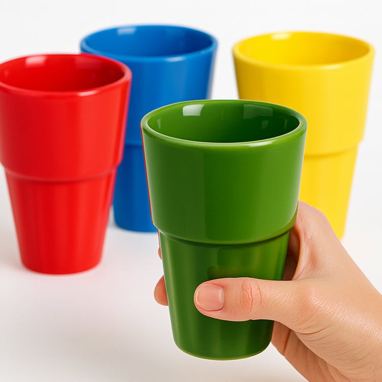 HOMESAKE Set of 4 Ceramic Cutting Chai Cups - 120ml