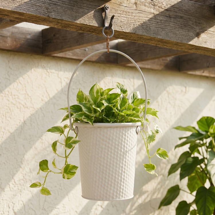 Nesta Garden Rustica Metal Hammered Planter with Handle