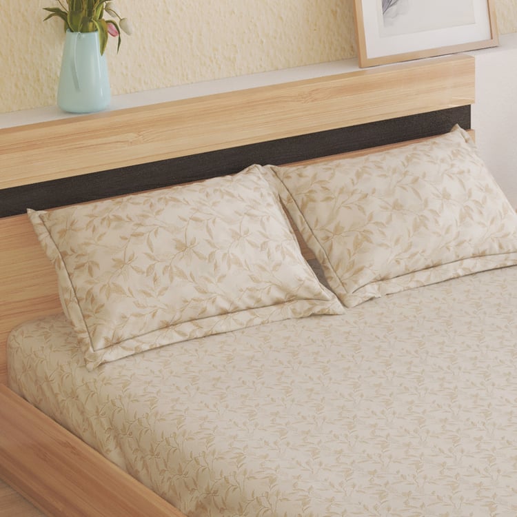 Ezra Foliage Cotton 144TC Printed 3Pcs King Fitted Bedsheet Set
