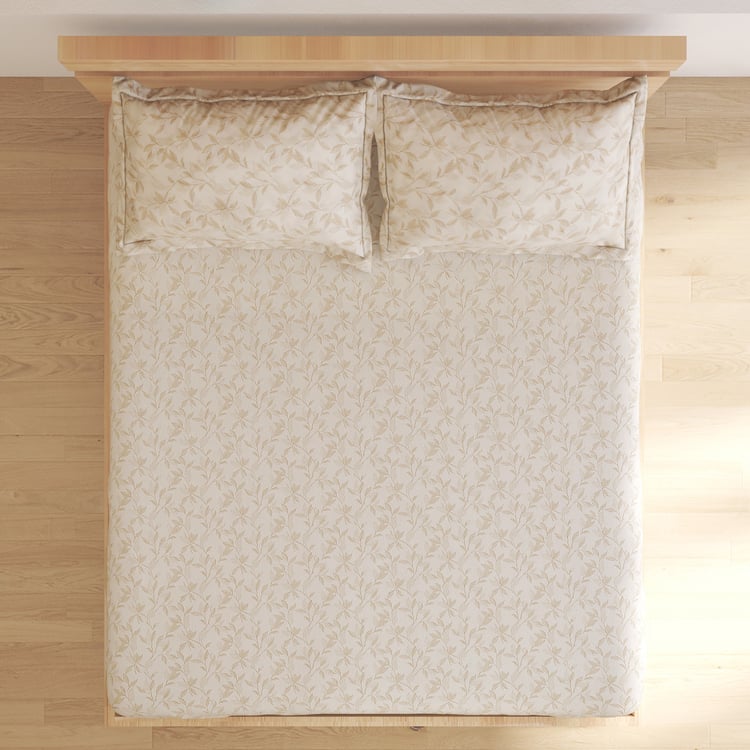 Ezra Foliage Cotton 144TC Printed 3Pcs King Fitted Bedsheet Set