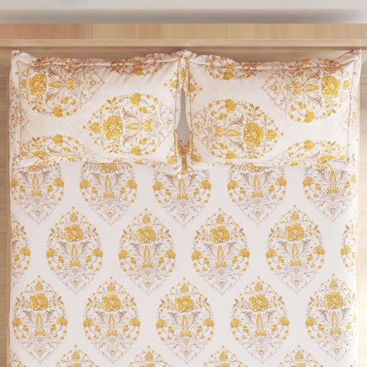 Ezra Gul Cotton 144TC Ethnic Print 3Pcs King Fitted Bedsheet Set