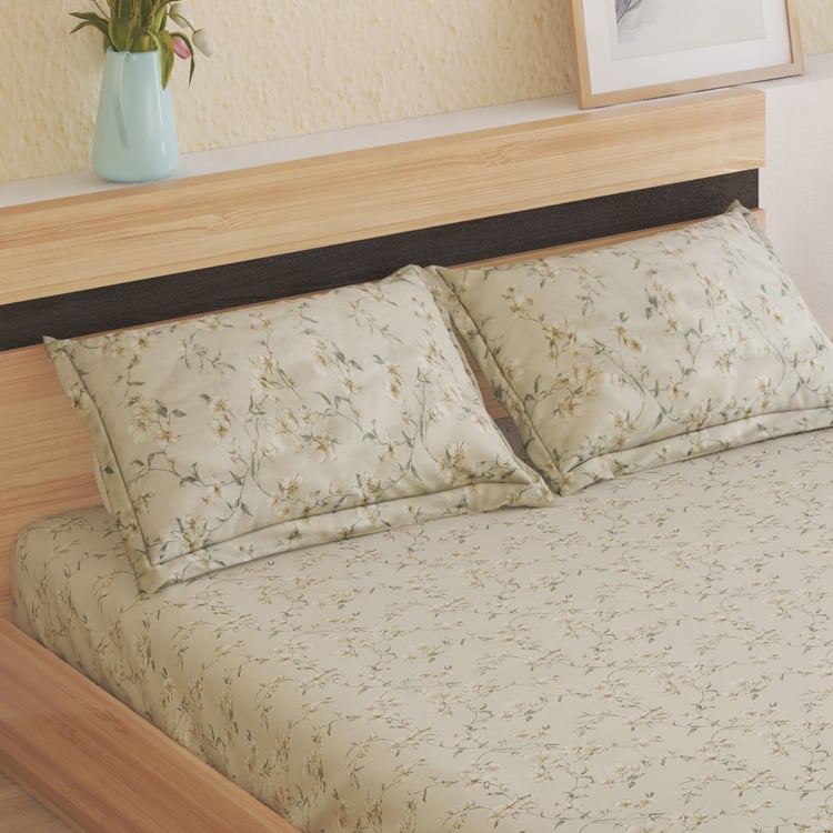 Ezra Jasmine Cotton 144TC Floral Print 3Pcs King Fitted Bedsheet Set