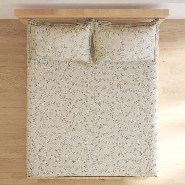 Ezra Jasmine Cotton 144TC Floral Print 3Pcs King Fitted Bedsheet Set