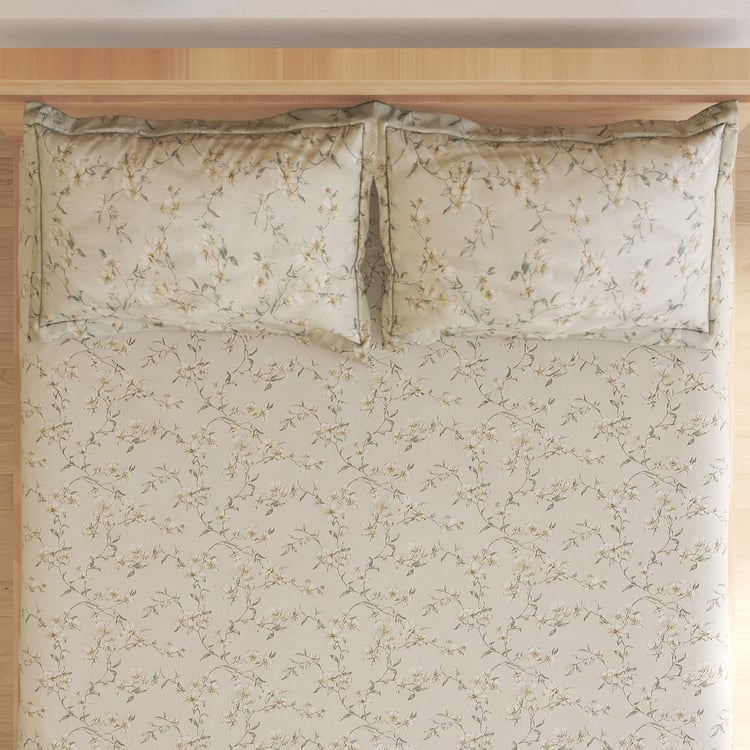 Ezra Jasmine Cotton 144TC Floral Print 3Pcs King Fitted Bedsheet Set