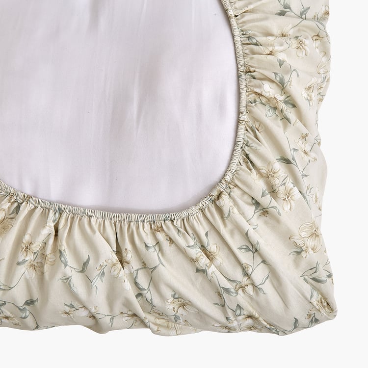 Ezra Jasmine Cotton 144TC Floral Print 3Pcs King Fitted Bedsheet Set