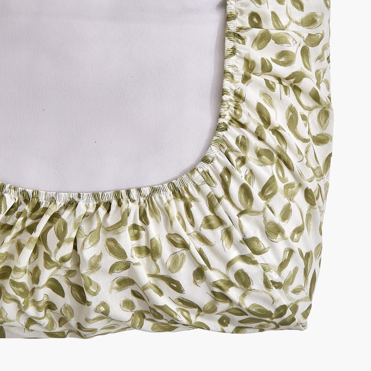 Ezra Leafora Cotton 144TC Printed 3Pcs King Fitted Bedsheet Set
