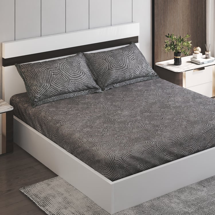 Ezra Mineral Cotton 144TC Printed 3Pcs King Fitted Bedsheet Set