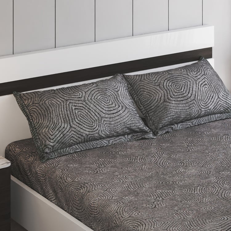 Ezra Mineral Cotton 144TC Printed 3Pcs King Fitted Bedsheet Set