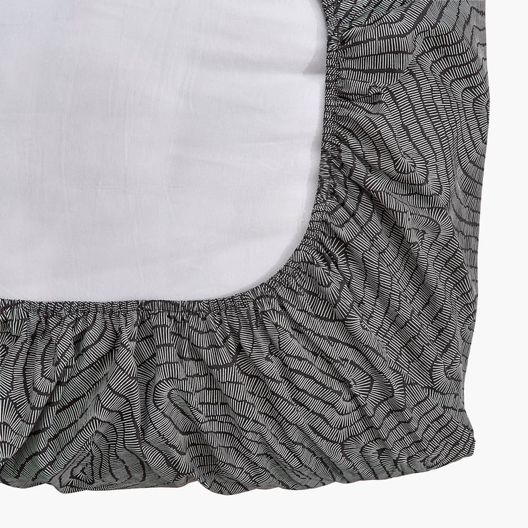 Ezra Mineral Cotton 144TC Printed 3Pcs King Fitted Bedsheet Set