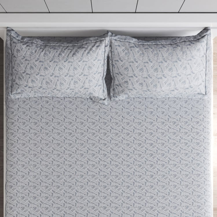 Ezra Ocean Cotton 144TC Printed 3Pcs King Fitted Bedsheet Set