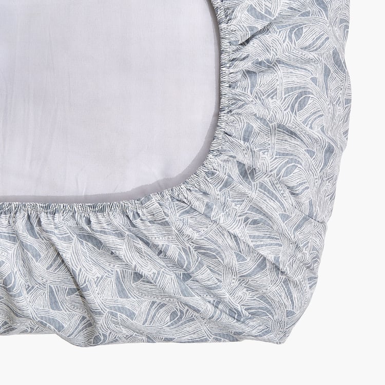 Ezra Ocean Cotton 144TC Printed 3Pcs King Fitted Bedsheet Set