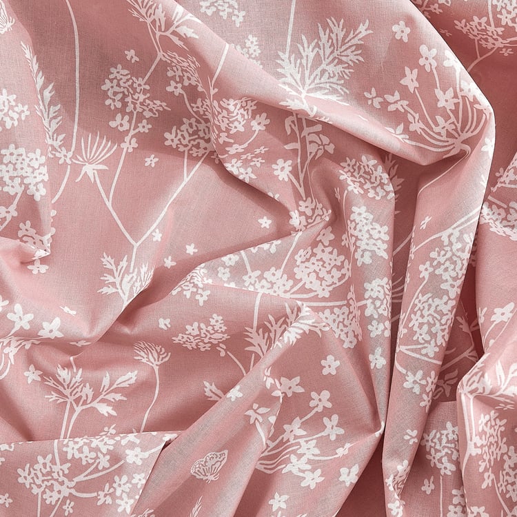 Ezra Silver Cotton 144TC Floral Print 3Pcs King Fitted Bedsheet Set