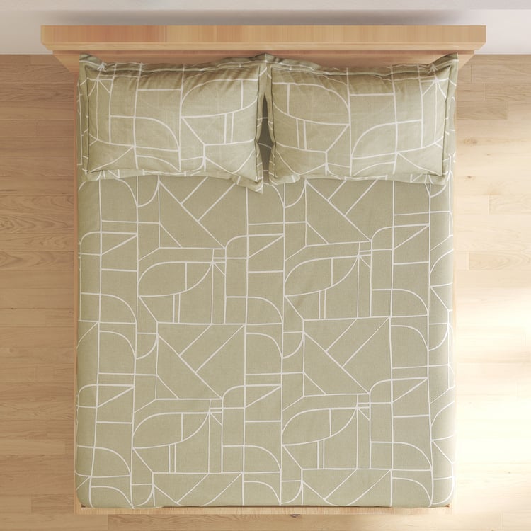 Ezra Chester Geo Cotton 144TC Geometric Print 3Pcs Queen Bedsheet Set