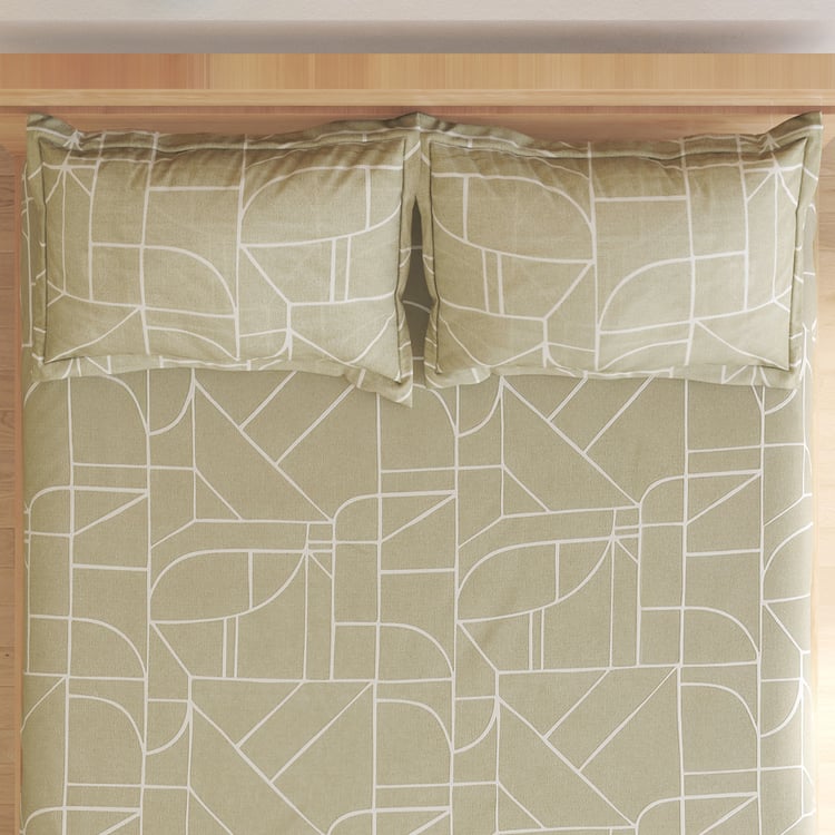 Ezra Chester Geo Cotton 144TC Geometric Print 3Pcs Queen Bedsheet Set