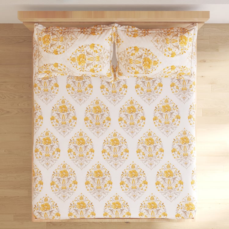 Ezra Gul Cotton 144TC Ethnic Print 3Pcs Queen Bedsheet Set