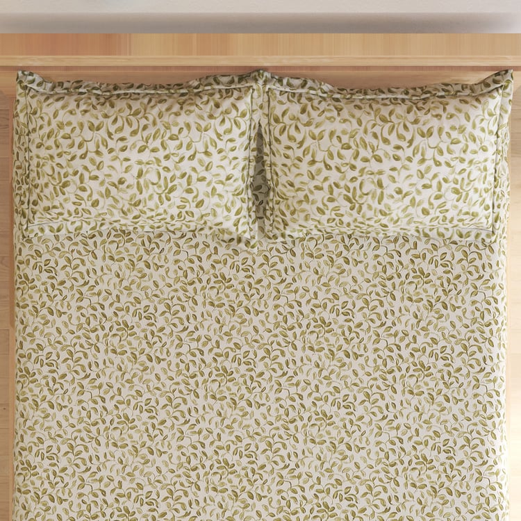 Ezra Leafora Cotton 144TC Printed 3Pcs Queen Bedsheet Set